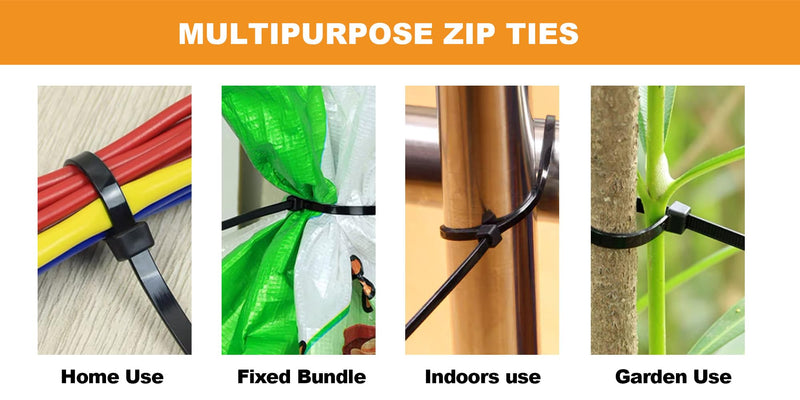 Small Zip Ties 4 inch Black (100 Pack) 18 lbs Tensile Strength, Mini Zip Ties, UV Resistant Multi-Purpose Small Black Cable Ties 4" 100 pk 18lbs Uv Protected Black