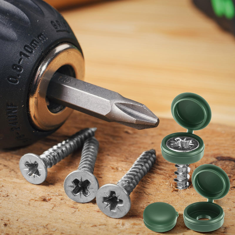 Zhengmy 96 Set Green 3 Inch Shutter Fasteners Shutter Pins Screws and Caps Bulk 304 Metal Stainless Steel Screws with Vinyl Caps for Outside Windows Hardware Railings Furniture