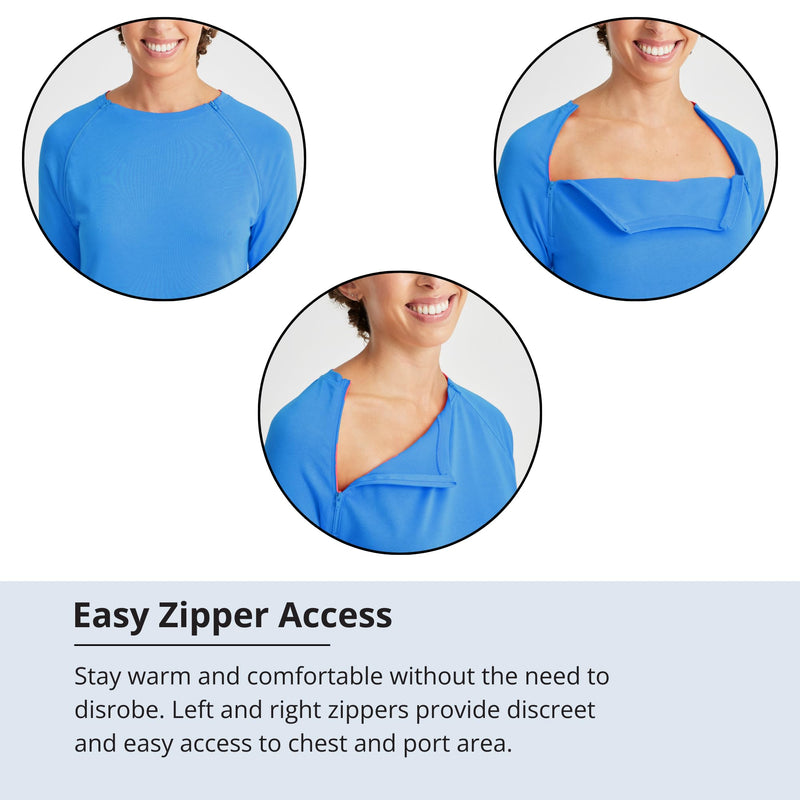 Care+Wear Womens Long-Sleeve Chest Port Access Shirt X-Large Nebulas Blue