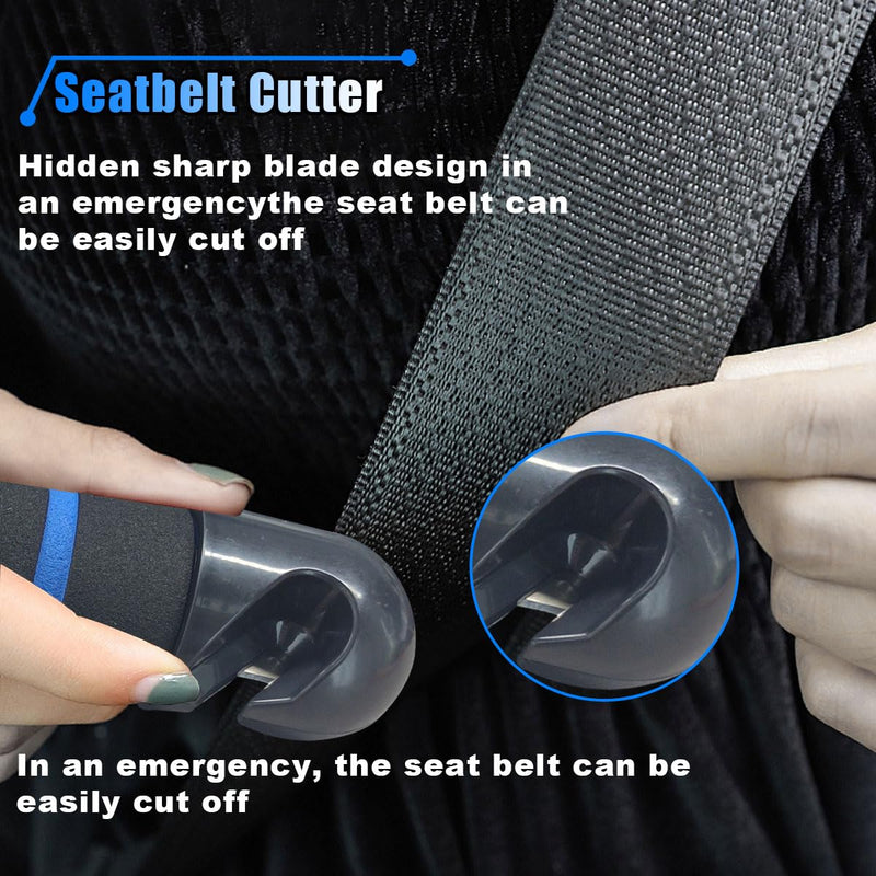 3 in 1 Car Handle Assist for Elderly, Multifunctional Car Door Handle with Window Breaker Seatbelt Cutter, Portable Auto Cane Car Door Latch Support Handle for Seniors and Handicapped (Blue, 1PC) Blue