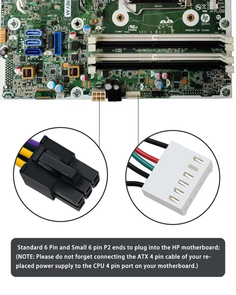 COMeap 24 pin to 6 pin adapter HP ATX Power Cable Compatible with Z200 Z210 Z220 Z230 Z240 SFF MT TWR Series 4000 6005 8300, ProDesk 600 G1, EliteDesk 800 G1 13.3-inch (34cm)