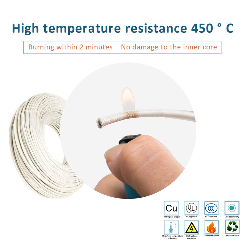 Bryne Mica High Temperature Wire -60~450 Degree C,Strands of Nickel Plated Copper Wire,Insulation by Mica and Fiberglass,Used in Harsh environments (AWG10 10Ft) AWG10 10Ft