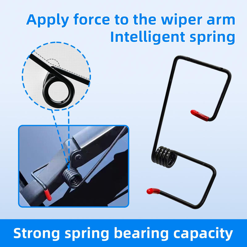 Windshield Wiper Arm Pressure Spring Booster - Wiper Arm Puller Tool for Improved Visibility in Rain/Snow - Enhance Wiper Performance - Easy Installation (Set of 4)