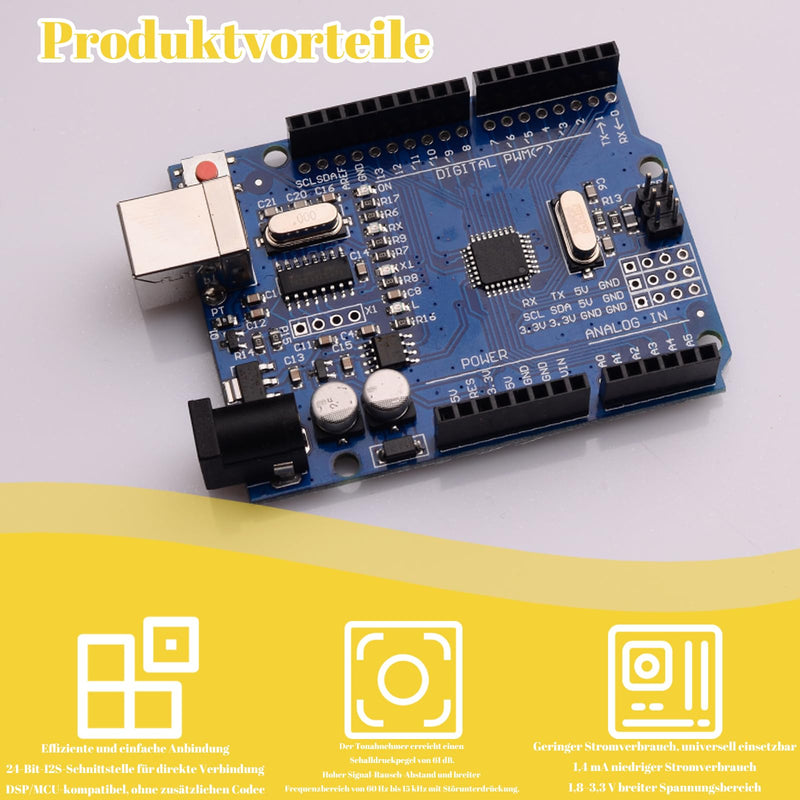 INMP441 3 Pack All-Sided Microphone Module, High Sensitivity, Compatible with ESP32 Sensors, Sensor