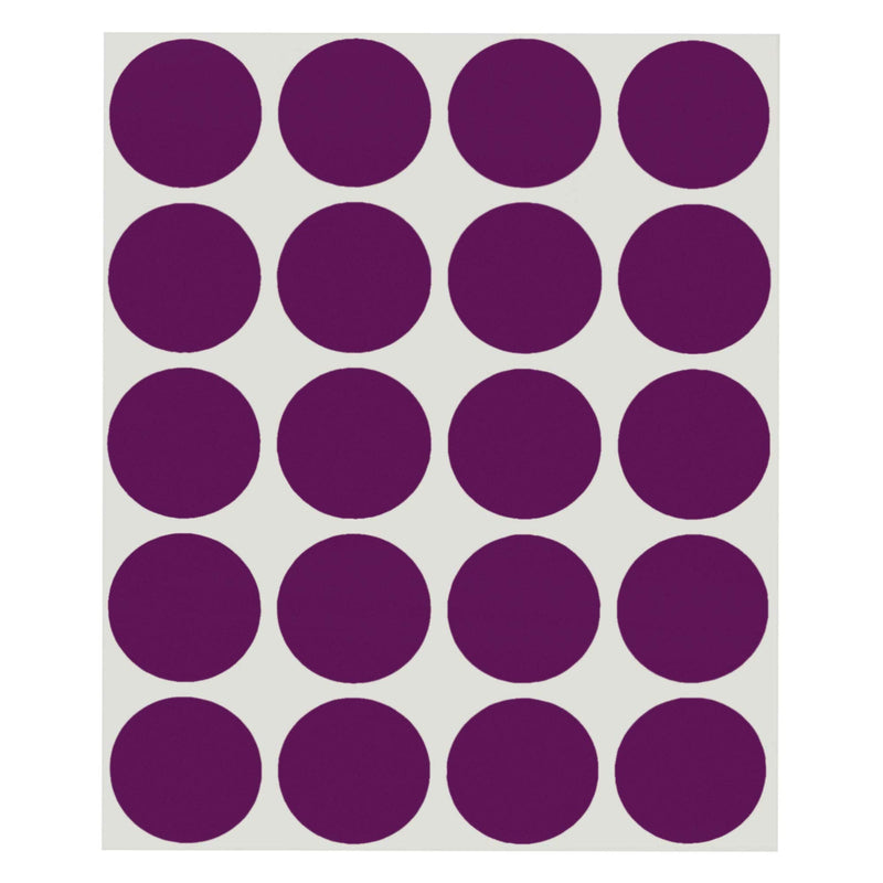 ChromaLabel 1 Inch Round Label Removable Color Code Dot Stickers, 1000 Pack, 20 Labels per Sheet, Purple