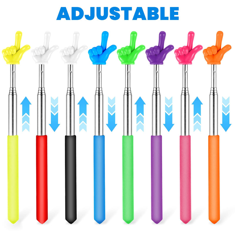 8 Pcs Telescopic Teachers Pointer, Extendable Hand Pointer Stick, Mini Classroom Finger Stick for Elementary School Kindergarten and Teacher Supplies Interactive Learning 8 Colors