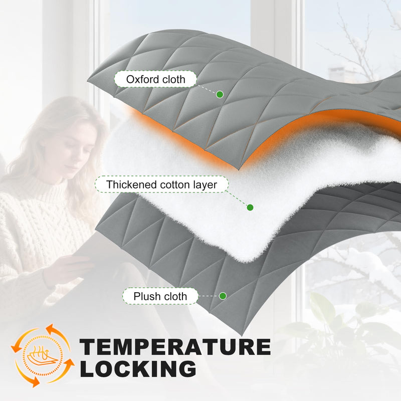 Thermal Window Cover for Winter,38" X 62" for Window Insulation for Summer Heat, Oxford Cloth Cotton Layer Window Sun Blocker to Keep Heat, Window Insulation Kit Fits Up to 3 x 5 Ft Window 38IN X 62IN Gray