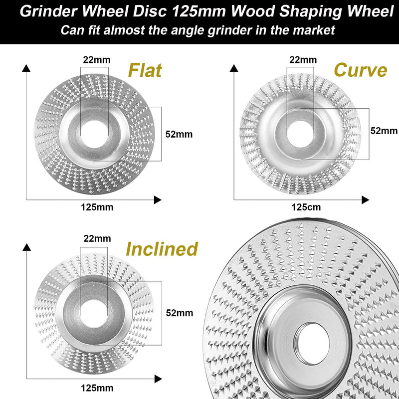 3 pieces wood grinding disc rasp disc set for angle grinder, wood carving disc, wood carbide grinding disc, woodworking tool, angle grinder, angle grinding disc, 125/22 mm