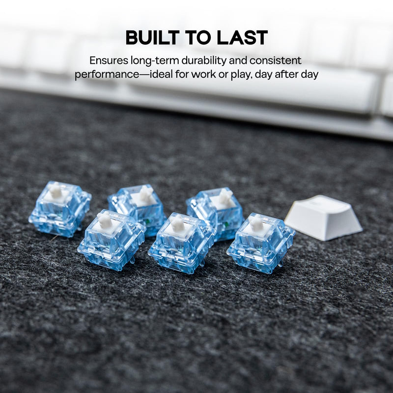 EPOMAKER Aqua 46gf Gaming Keyboard Switches, 100 PCS Clicky Switch, 5-Pin Pre-Lubed Switch, with PC Case, UPE Stem, Compatible with MX Keycaps for Mechanical Keyboard