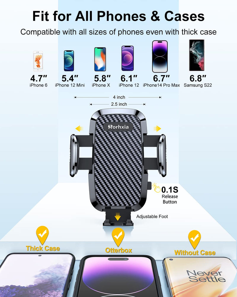 3-in-1 Phone Mount for Car [2024 Most Stable and Flexible Suction Cup] Vent Dashboard Windshield Cell Phone Holder Car Fit for iPhone 15 14 13 12 Pro Max Samsung S23 S22 S21 All Phone Black