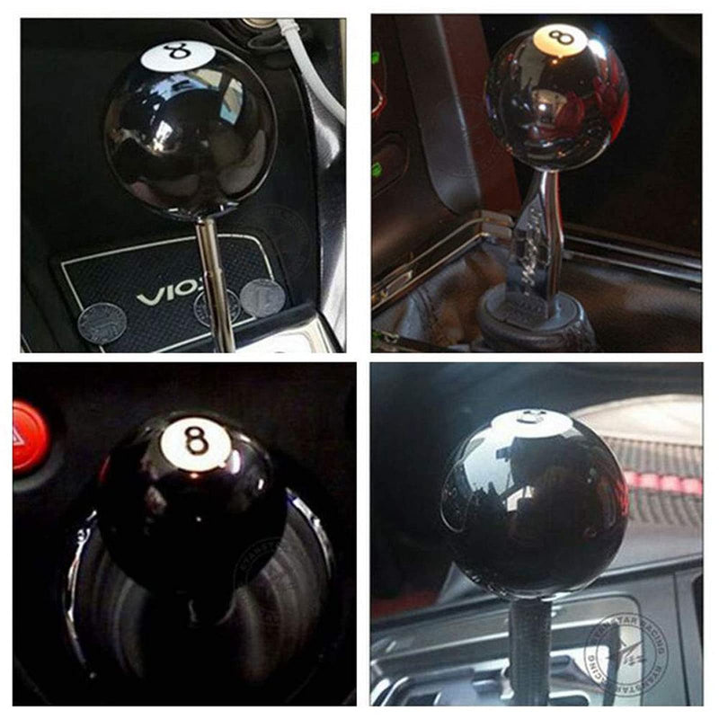 RYANSTAR Shift Knob Black 8 Ball Billiard Acrylic Gear Shift Lever Shift Knob Black Shaped Round Manual with 3 Adapters Universal Fit Compatible with Manual Car M 81.25, M 101.25, M 101.5, M 121.25 Number 8