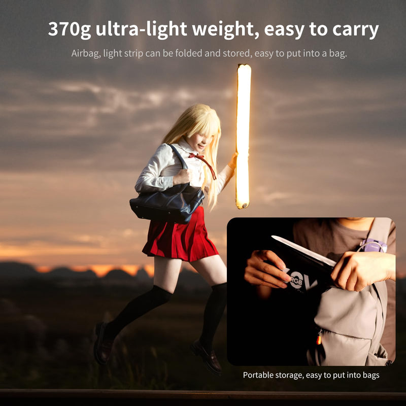 INKEE GC30 30W RGB Handheld LED Tube Light 35.5"/90cm Inflatable Video Light with Inflatable Ball & Magnetic Mount, 2000-10000K, CRI 95+, 5000mAh Battery, Waterproof for Photography & Studio Recording GC-RGB1