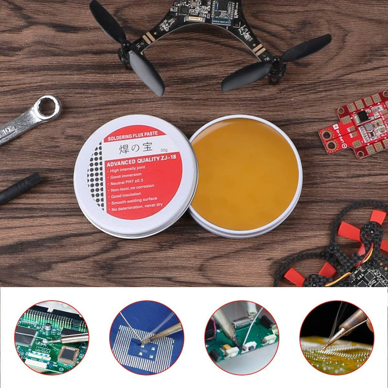 50g Lead-Free Soldering Paste with Flux, Soldering Flux for Electronics SMD PCB BGA | Gruiqrd Electric Flux Paste, No Clean Soldering Paste Grease, Ideal for Precise Soldering Work on Electronic Components 50.0 Gramm