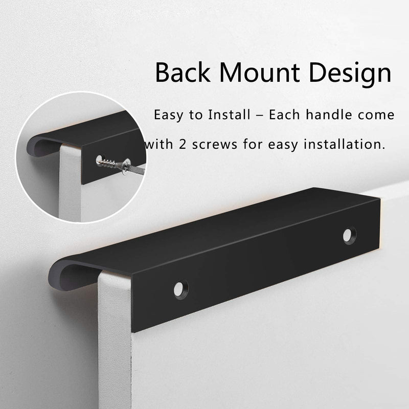 Black Back Mount Finger Edge Pull 300mm/11.8", Aluminum Hidden Handle Concealed Tab Pulls for Home Kitchen Living Room Door Drawer Cabinet (12Pcs) 300mm/11.8" - 12 PCS Black