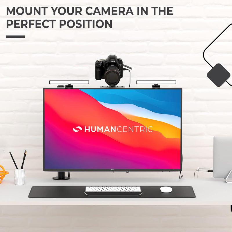HumanCentric DSLR Monitor Mount Small, Desk Camera Mounting, Light Webcam, Microphone Shelf for Monitor VESA Arm, Replace Clamp Tripods, 100x100mm Patterns, Aluminum, Hardware Included Small Shelf