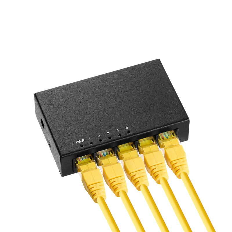 MokerLink 5 Port Gigabit Unmanaged Ethernet Switch, 4 x 100/1000Mbps Ports and 1 Gigabit Uplink, Home Office Network Hub Splitter, Metal Desktop & Wall Mount Network Switch 5x1G