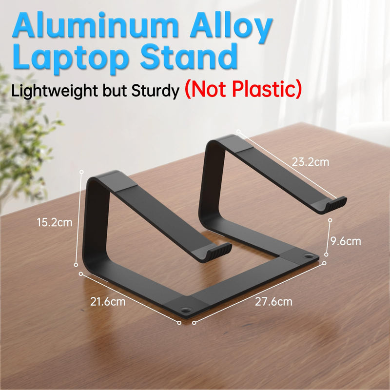 Laptop Stand for Desk Detachable Aluminum Computer Riser Portable Metal Notebook Holder Compatible with MacBook Air, Pro, Dell, HP, Lenovo and All 10-16" Laptops, Black
