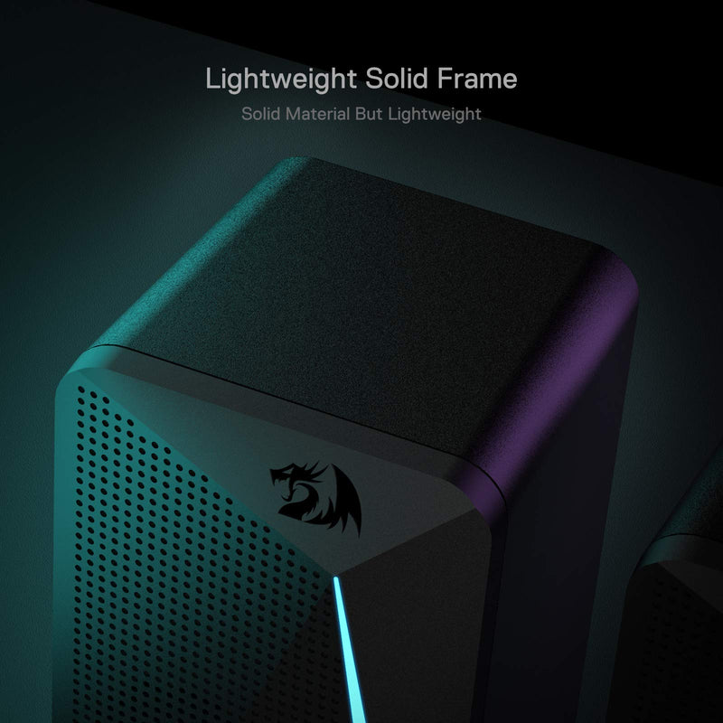 Redragon GS510 RGB Desktop Speakers, 2.0 Channel PC Computer Speaker with 4 Colorful LED Backlight Modes, Enhanced Bass and Easy-Access Volume Control, USB Powered w/ 3.5mm Cable