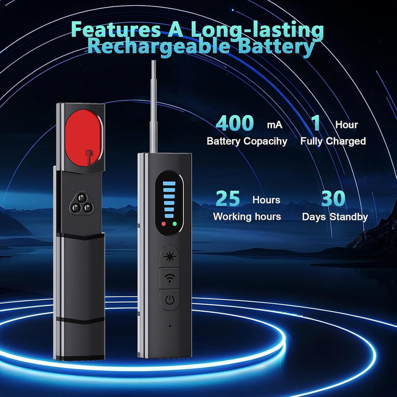 NuBits Hidden Camera Detectors,Spy Camera Finder,Portable Hidden Bug and Camera Detector,5 Levels Sensitivity 6 Modes,Wireless Rechargeable for Home,Car,Office,Hotel,Travel, 1 Pack