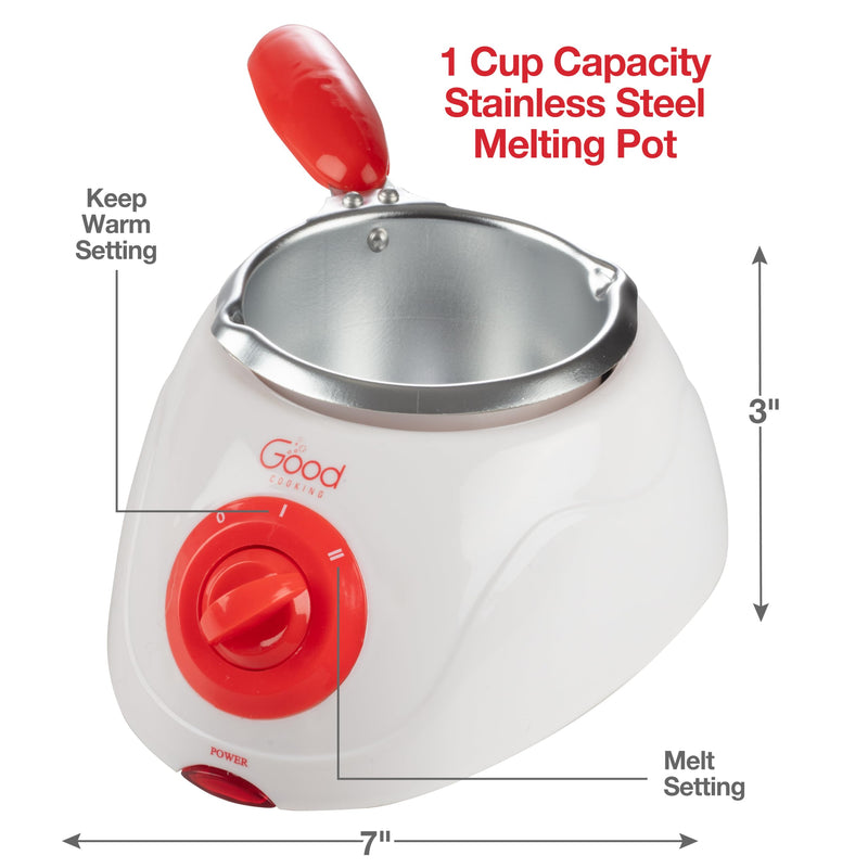 Electric Chocolate Melting Pot Set - Summer S'mores Candy Kit & Fondue w/ 30 Bonus Accessories - Dip, Drizzle, Decorate Strawberries & Marshmallows - 4th of July BBQ Party Appetizers & Desserts Single Pot