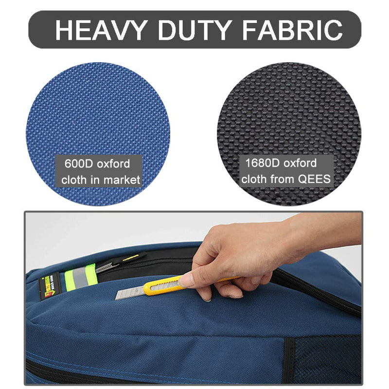 Heavy Duty Tool Backpack, 1680D Oxford Cloth, Electrician's Bag With Durable Handles & Straps Black