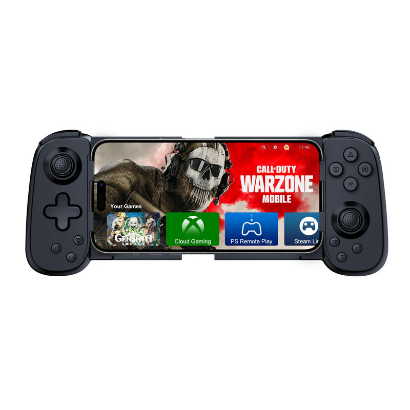 Joso Phone Controller for iPhone/Android/PC, D6 Wireless Game Controller for Switch/PS3/PS4 with Hall Joystick/Turbo/6-Axis Gyro/Dual Motor, iOS Android Controller Support Cloud Gaming/Remote Play Black
