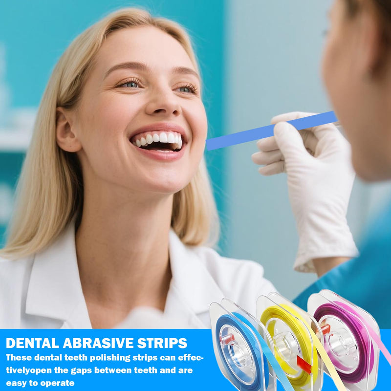 Pack of 3 Tooth Sandpaper, Tooth Sandpaper, Teeth Sandpaper for Tight Spaces, Polishing Strips Teeth (2/3/5 mm x 6 m), Yellow, Blue, Purple, Dental Polishing Strips, Teeth Polishing, for Polishing