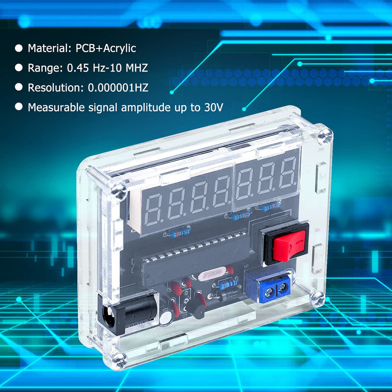 0.45Hz-10MHz Frequency Meter, VR Frequency Band Frequency Meter, Automatic Range Conversion with Housing DIY Kit, 0.000001 Hz 7-Bit Precision Resolution