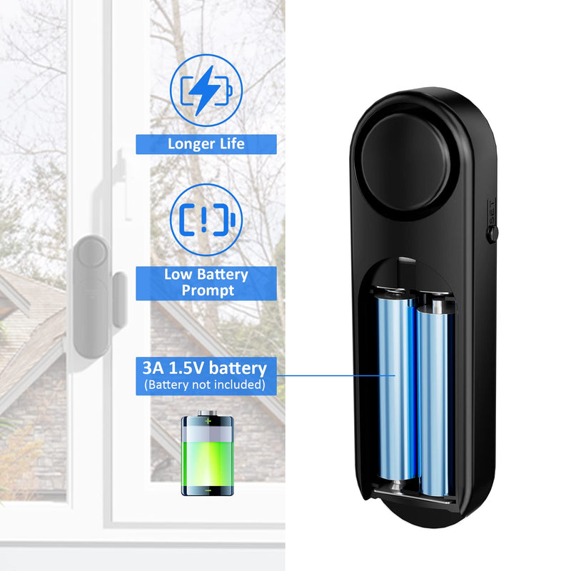 Door Alarm When Opened (2 Pack), 120dB Door and Window Open Sensor for Home Security/Kid Safety/Pool Safety, Sliding Front Door Opening Sensor Alert for Garage/Apartment/Business Office Entry,Black