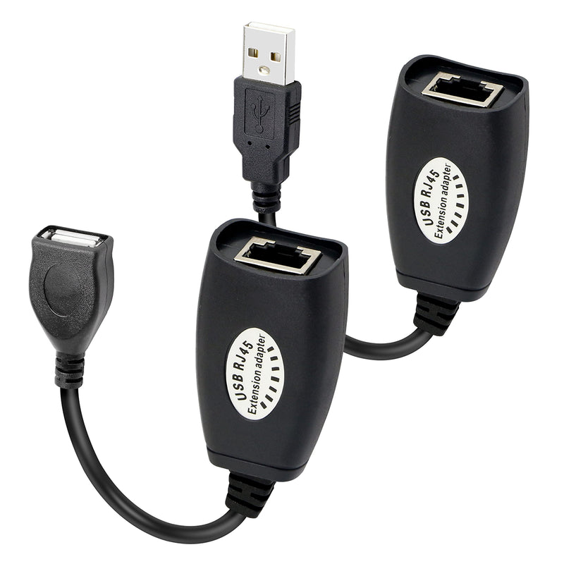 GELRHONR 2Pack USB 2.0 to RJ45 Ethernet Extender Adapter Cable,Over Cat5/Cat5e /Cat6 Cable for Printer Mouse Keyboard-Black