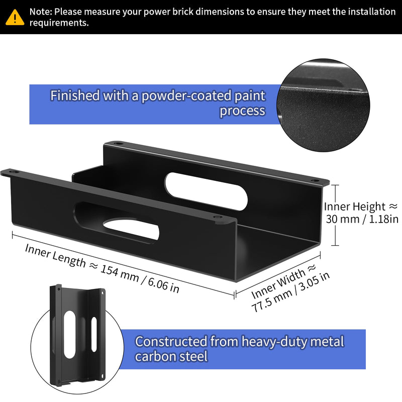Under Desk Mount for Dell WD19 / WD19S / WD19TB / WD19TBS / WD19DCS / WD22TB4/UD22 Docking Station + Power Bricks(for Original180W & 130W)- Docking Station and Power Bricks Mount Holder Kit