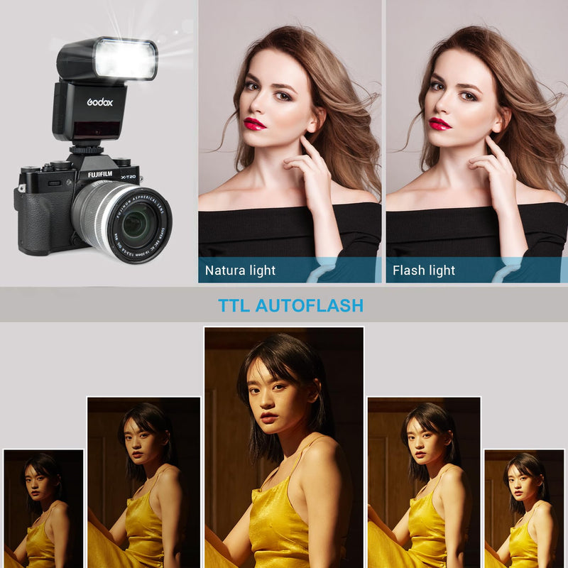 GODOX TT350F Flash for Fujifilm Camera, 2.4G Wireless GN36 HSS 1/8000s TTL Camera Flash Speedlite Compatible for Fuji Digital Camera X-Pro2 X-T20 X-T2 X-T1 XPro1 X-T10 X-E1 X-A3 X100F X100T