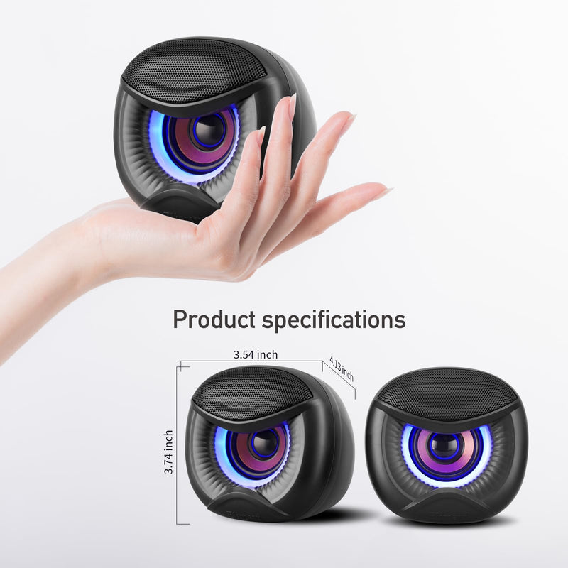 USB Computer Speakers for RGB Lighting, PC Speakers with a USB-C Interface are Suitable for Desktop Laptop Monitor, Owl Eye Design, Blue Lights Blue light