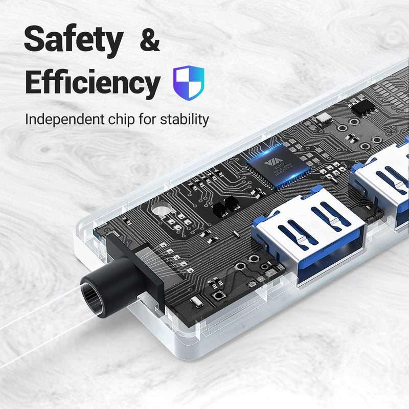 USB Hub, 4-Port USB 3.0 Hub, Instant Plug and Play Convenience, with a 4 Port USB 3.0 Hub Delivering 5Gbps Transfer Speed and USB to USB C Adapter, Compatible with Mac Air/Pro, HP, and More