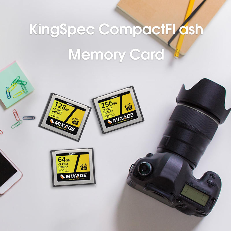MIXAGE 256GB CompactFlash Card UDMA7, 120MB/s Read 65MB/s Write, 340TB TBW, for Canon Nikon Hasselblad DSLR Cameras