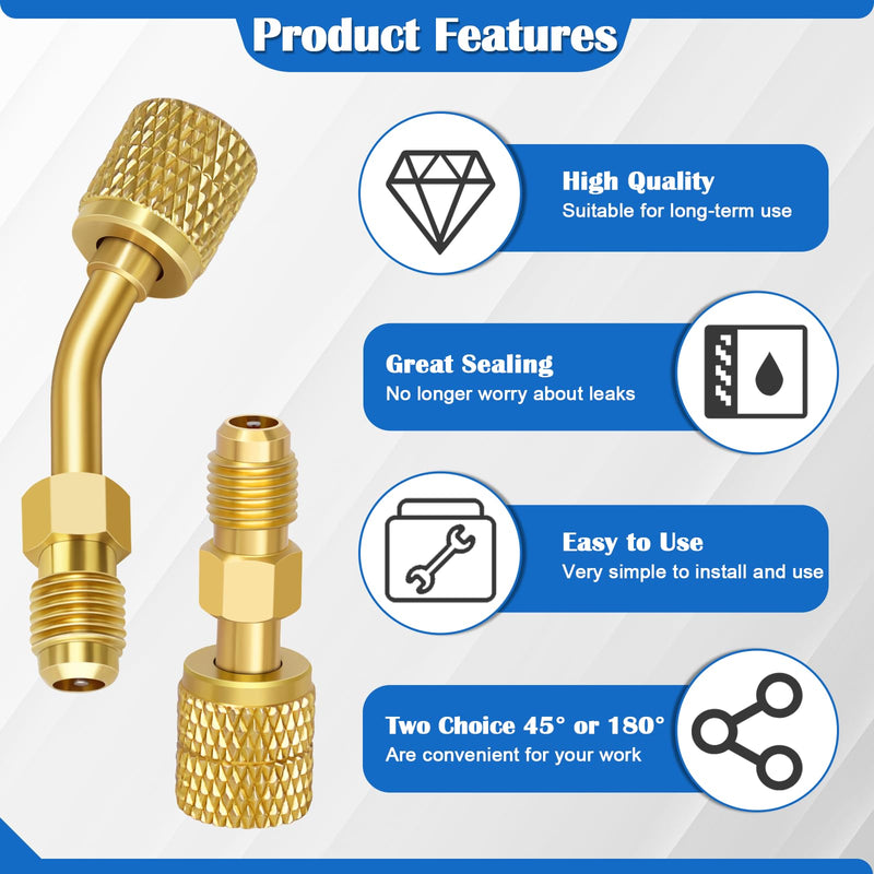 R410A Mini Split Adapter Kit, R410A Adapter kit, R410A Swivel Adapters, R410A Vacuum Pump Adapters with 5/16'' Female to 1/4''SAE Male, for Mini Split System Air Conditioner HVAC Refrigeration Service