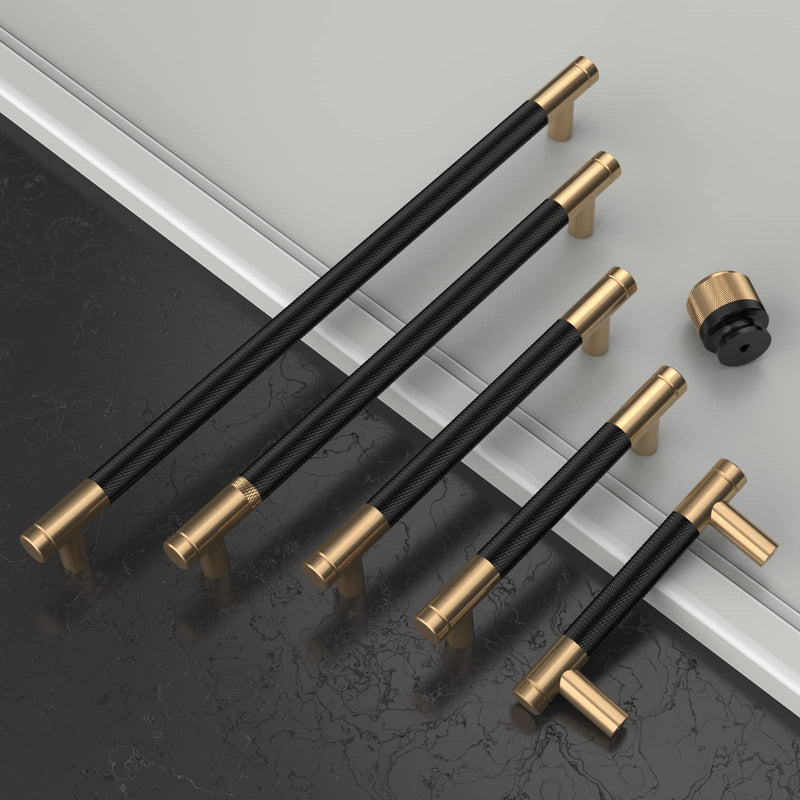Amerdeco 10 Pack Champagne Bronze Black Knurled Cabinet Knobs Kitchen Cabinet Pulls for Drawer Dresser, Cupboard and Wardrobe ZH040 10 Pack Knob
