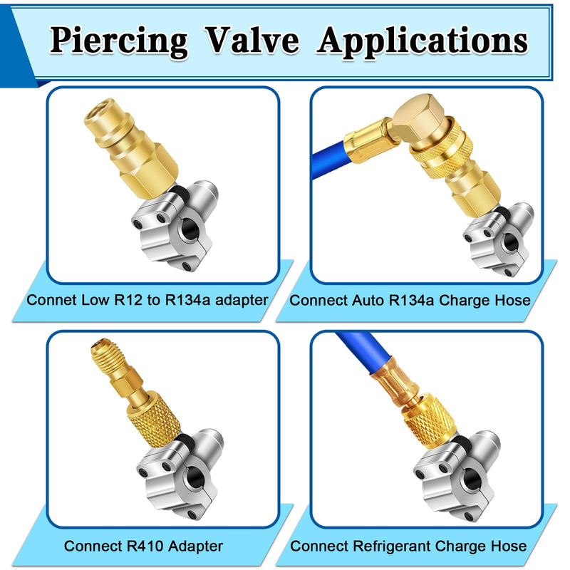 A/C Retrofit Valve Kit-Refrigerant Retrofit Valve Set, with R12 to R134A Low Side Adapter, BPV31 Bullet Piercing Valve, for HVAC Refrigerant System R12 R22 R502 R134A