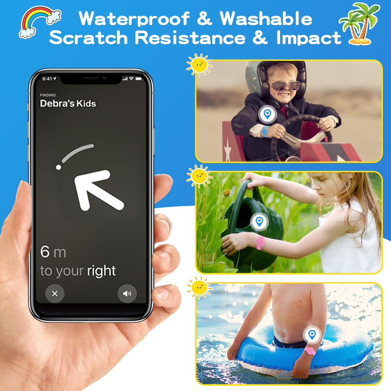 Waterproof Air Tag Bracelet for Kids(2 Pack), Soft Silicone Air Tag Hidden Wristband Kids, Lightweight GPS Tracker Compatible with Apple AirTag (Grow in Dark Blue & Pink) ‎‎‎‎‎‎Grow in Dark Blue & Pink
