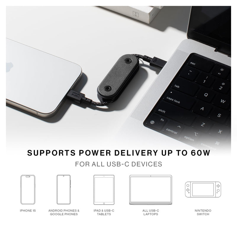 Native Union Pocket Cable 60W – Reinforced Braided USB-C to USB-C Portable Charging Cable – Compatible with iPhone Air, 17e, 17 Pro Max, iPad Pro M5, iPad Air M4, Galaxy S26, Flip/Fold 7 (Oxyfire) Oxyfire