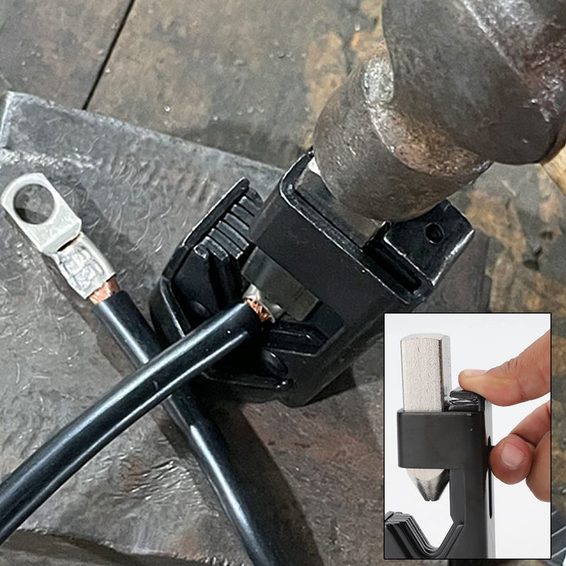 Lug Crimping Tool Welding Wire, Cable Crimping Tool Practical,Durable Battery Cable Hammer Crimper Welding for 8 AWG-3/0 AWG Wire Gauge Battery and Welding Cables