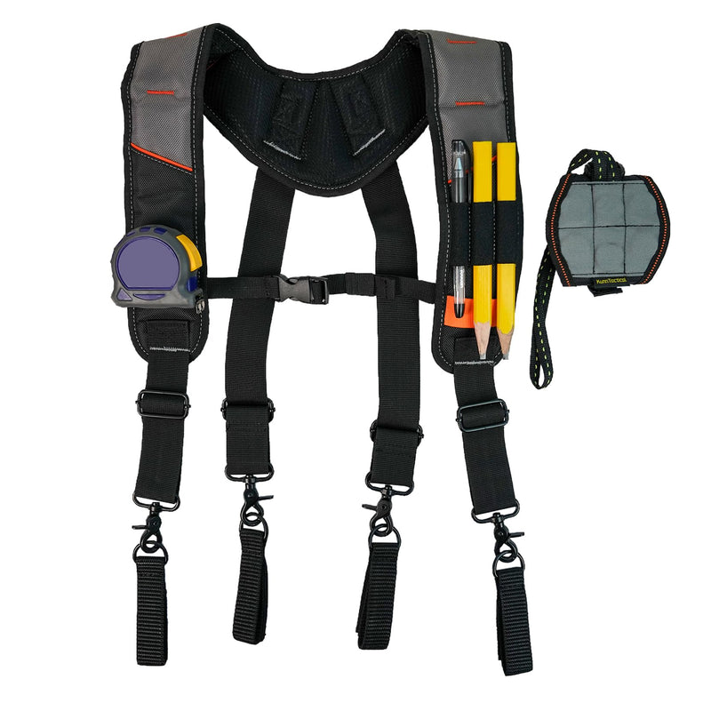 KUNN Tool Belt Suspender with Magnetic Wristband for Framer Carpenter Electrician Tool Belt(Gray Color) SW001A-Gray