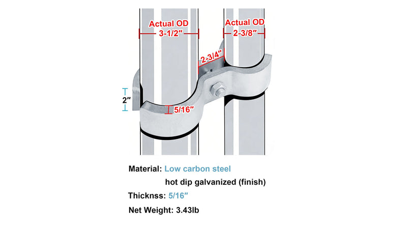 2 PCS Heavy Duty Chain Link Fence Panel Clamp for 2-7/8"OD x 1-5/8"OD Pipe