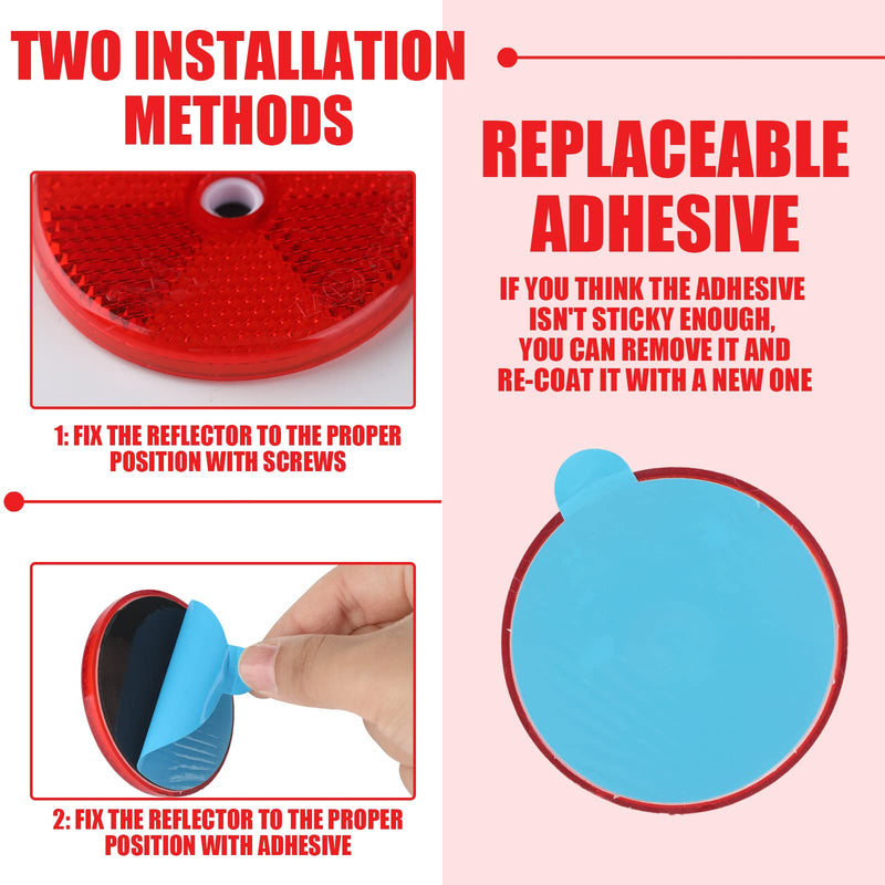 16 Pack Front Reflector Round Reflector for Driveway Fence Gate Posts Trailers Safety Reflectors with Center Mounting Holes Automobiles Boats Mailboxes Reflector (Red) Red