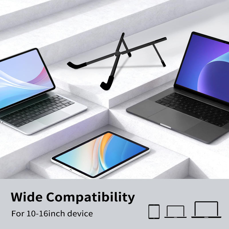 Protable Laptop Stand for Desk,Foldable Laptop Riser Holder,Ventilated Cooling Notebook Mount Computer Stand for 10-15.6” Laptops,Tablets，Aluminum (Black) Black