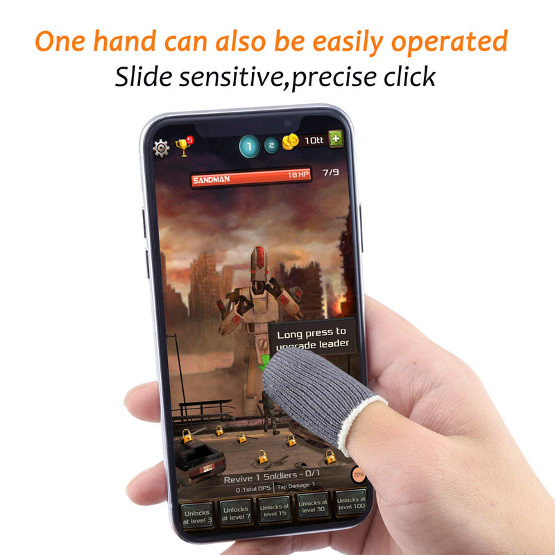 Mobile Game Finger Sleeve Controller, Touch Screen Finger Sleeve Breathable Anti-Sweat Sensitive Shoot and Aim Keys for Rules of Survival/Knives Out for Android & iOS[12 Pack] Black+Gray