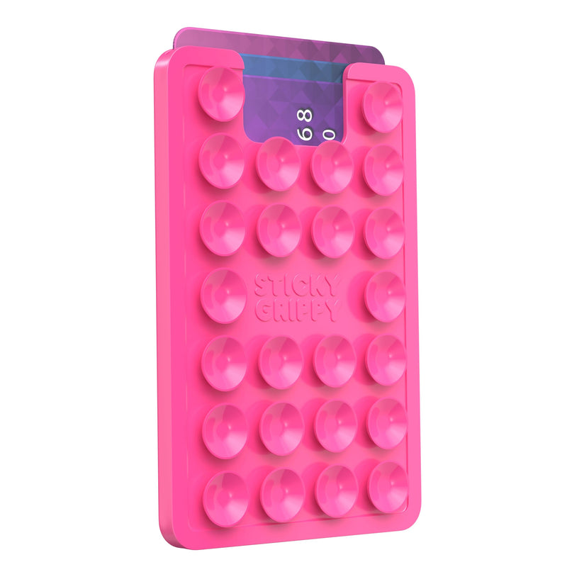 Suction Phone Card Holder Mount, Phone Wallet, Silicon Adhesive Phone Accessory for iPhone and Android, Hands-Free Mirror Shower Phone Holder, TikTok Videos and Selfies (Pink) Pink