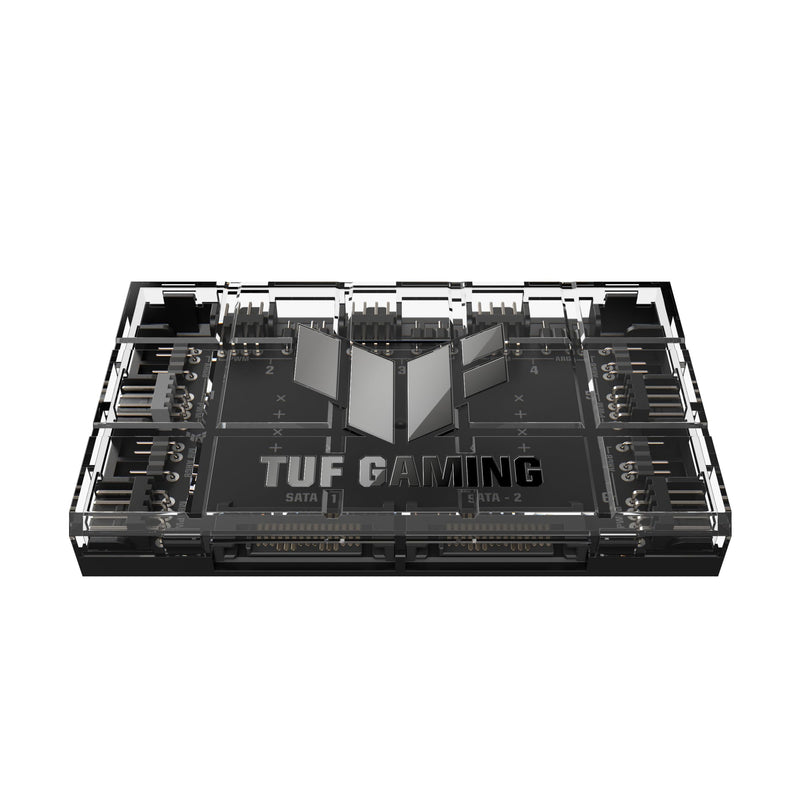 ASUS TUF Gaming ARGB PWM Fan Hub (Connects six case Fans, PWM Fan and RGB Connector, Clear Power and Operation Indicators, Stable Dual SATA Power Support), 2 Year Warranty PWM ARGB Fan Hub|Black