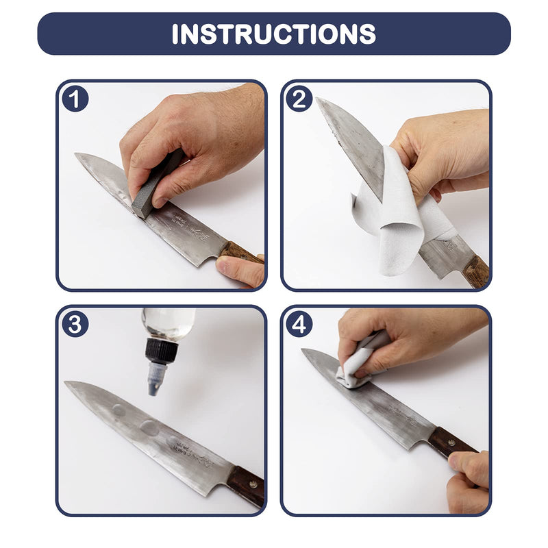 Knife Oil Rust Eraser Kit, Extra Large Rust Remover for Knives, Sword Oil Knife Maintenance (3.4 oz) for Carbon Steel Blade, Protection And Lubricant Knife Care Cleaning Set