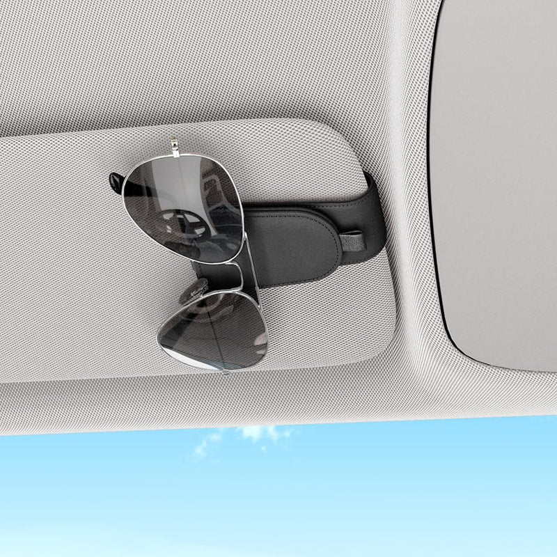 Sotfamily Sunglass Holder for Car, Suede Cloth Magnetic Sunglasses Clip for Car Visor, Sunglass Organizer for Car Accessories, 2 Packs, Black